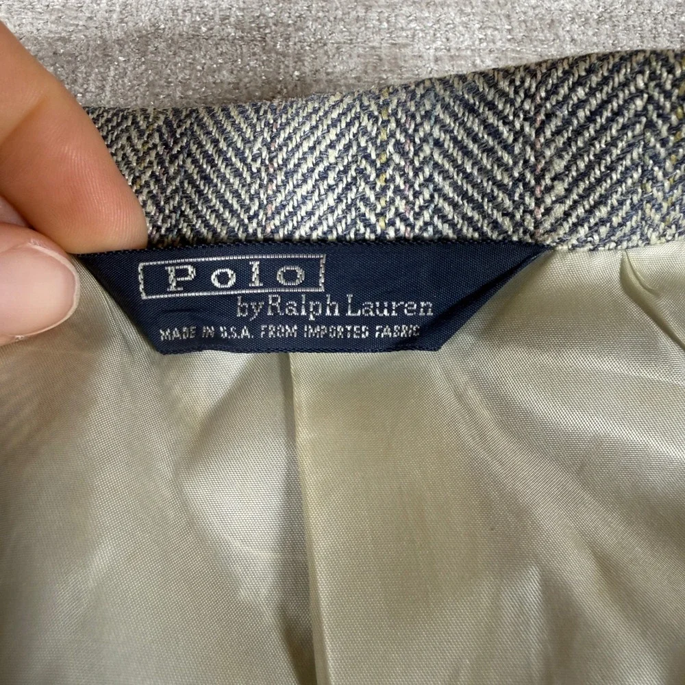 Polo Ralph Lauren Blazer Mens Gray Herringbone Tweed Wool Vintage USA 7119